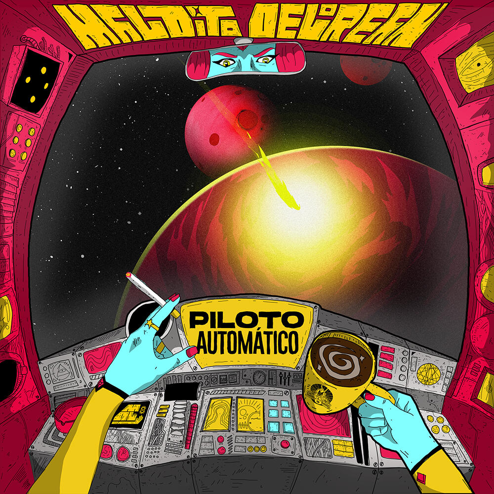 PILOTO AUTOMÁTICO - Maldito Delorean psy-rock-album-cover-piloto-automatico-illustration-design
